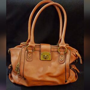 Black Rivet Dark Tan Faux Leather Shoulder Bag